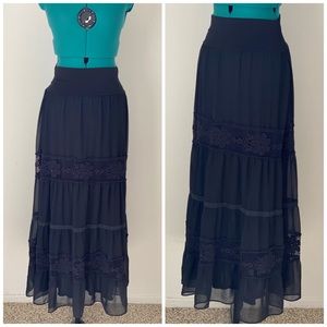 DAISY FUENTES LONG BLACK WOMEN’S BOHO SKIRT M